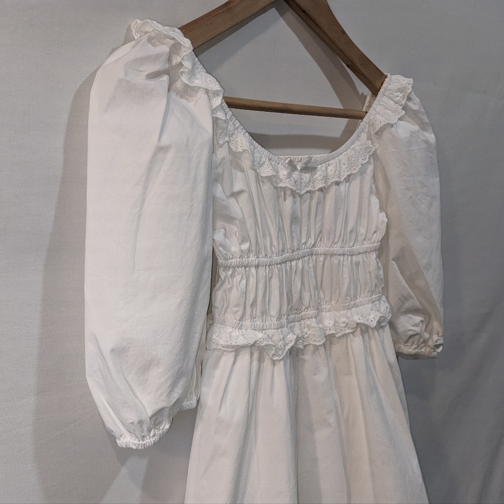 Altar'd State 100% Cotton White Puff Sleeve Dress Size XS - Picture 7 of 12